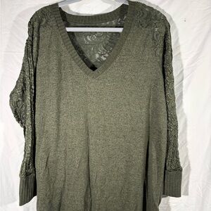 Stylish Green Knit sweater with lace